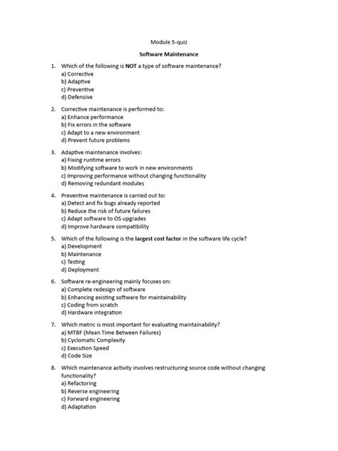 Quiz Questions From Software Engineering Pressman