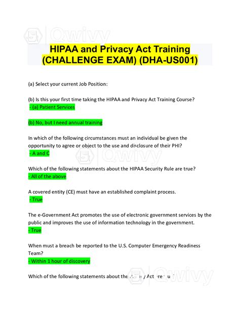 Read Online Quiz Answers 09 065 1 The Hipaa Privacy And Security 