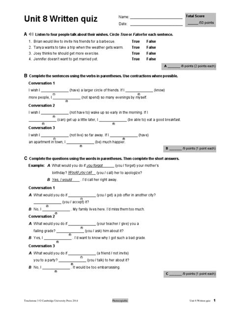 quizzes touchstone 3