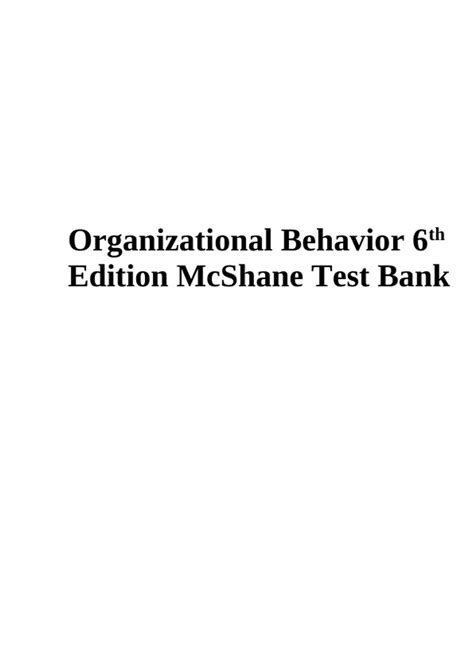 Full Download Quizzes On Organizational Behavior 6Th Edition 