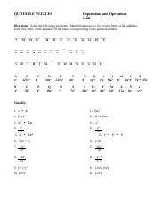 quotable puzzles expression and operations a 1