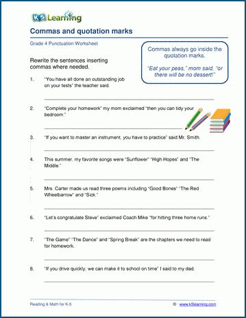 Quotation And Commas Worksheets K5 Learning Punctuation Worksheets 4th Grade - Punctuation Worksheets 4th Grade