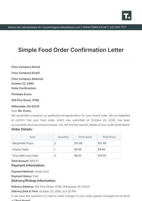 Quotation Confirmation Letter