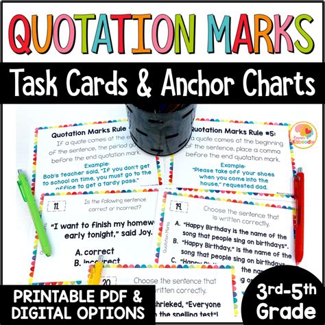 Quotation Marks Activities Dialogue Task Cards And Anchor Worksheet Punctuating Quotations 6th Grade - Worksheet Punctuating Quotations 6th Grade