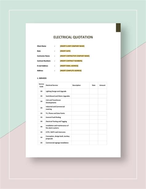 Quotation Template For Electrical House Wiring Rates