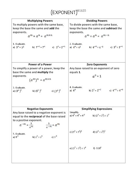 Quotient Rule Of Exponents Worksheets Learny Kids Quotient Rule For Exponents Worksheet - Quotient Rule For Exponents Worksheet