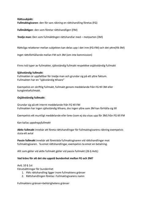 rättshandling fullmakt