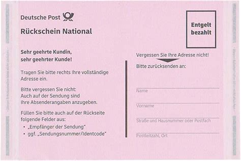 rückschein post