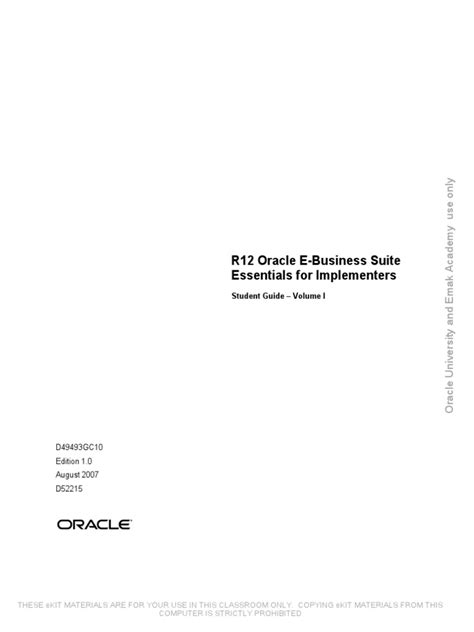 Read Online R12 Oracle E Business Suite Essentials For Implementers 