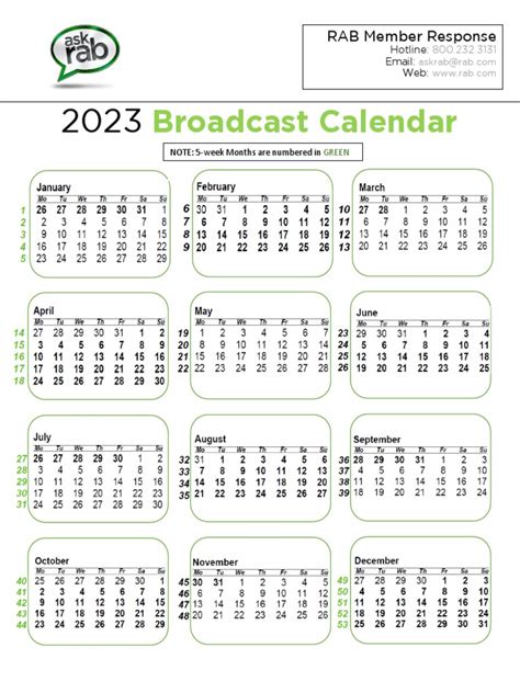 rab 2015 broadcast calendar