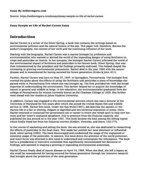 rachel carson biography essay example