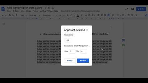 radavstånd google docs