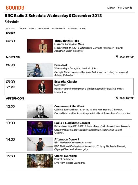 Radio 3 Schedule