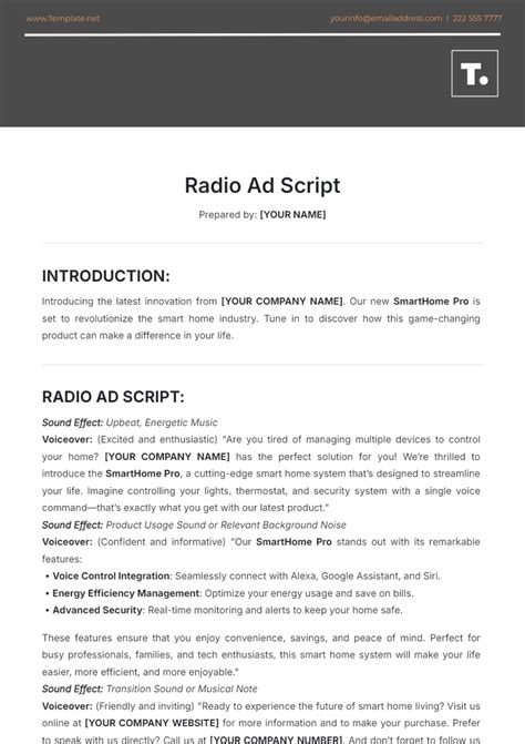 radio advertisement script example