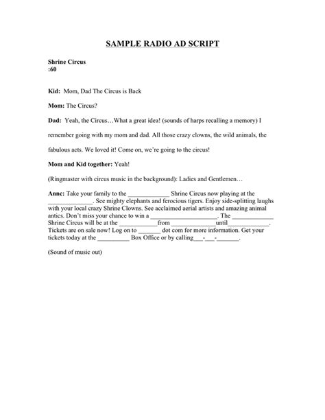 Radio Scripts Examples