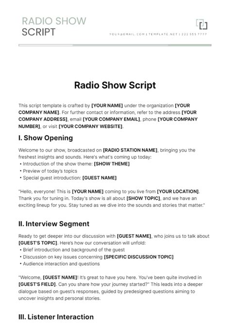 Radio Talk Show Script Example Sports