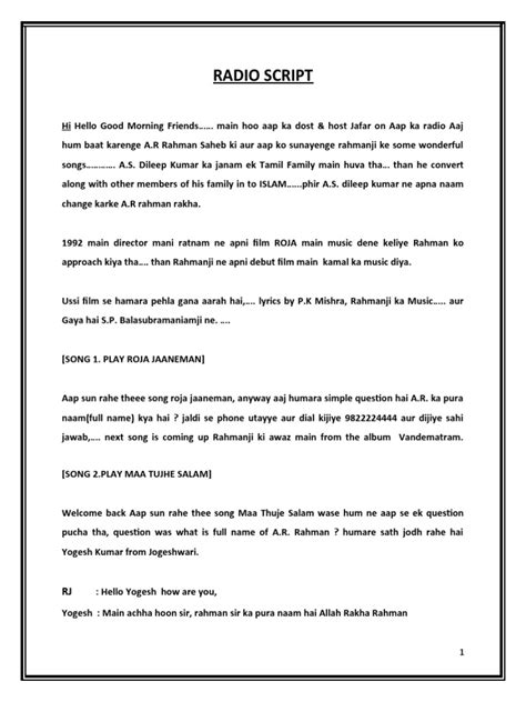 Full Download Radio Script In Hindi 