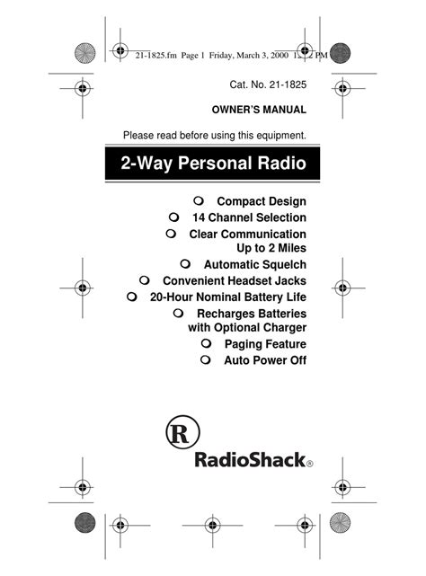 Read Online Radio Shack Manuals 