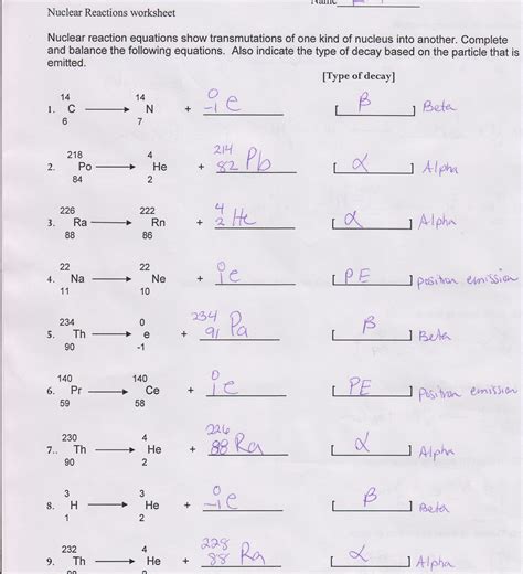 Radioactive Decay Worksheet   Nuclear Decay Worksheet Answers Mdash Excelguider Com - Radioactive Decay Worksheet