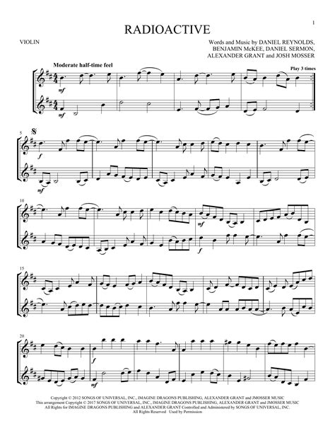 radioactive lyrics for violin