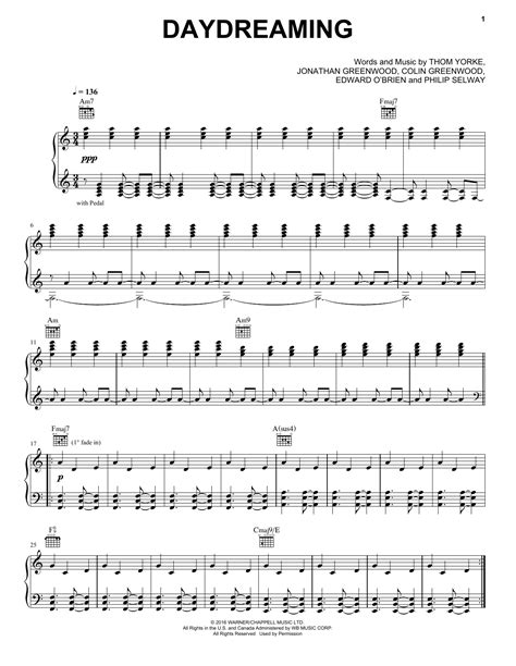 Full Download Radiohead Daydreaming Piano Sheet Music Cover 