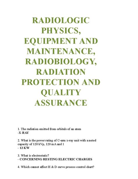 radiologic physics equipments and maintenance
