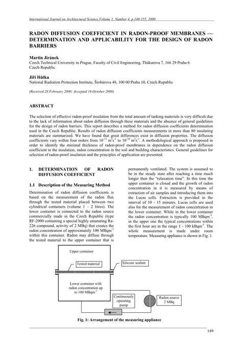 Radon Diffusion Coefficient In Radon Proof Membranes