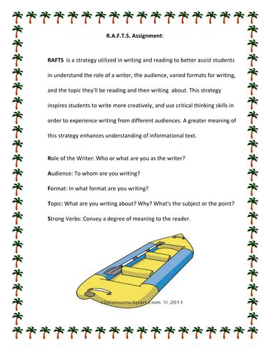 Rafts Writing Worksheets Amp Teaching Resources Teachers Pay 6th Grade Raft Practice Worksheet - 6th Grade Raft Practice Worksheet