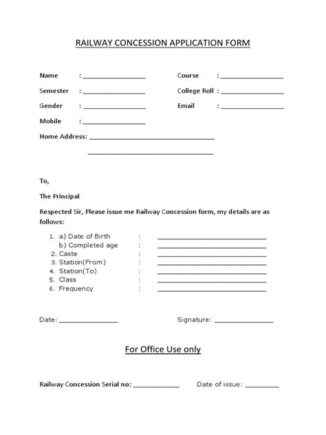 Railway Concession Application Format