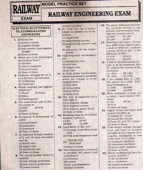 Download Railway Exam Paper 