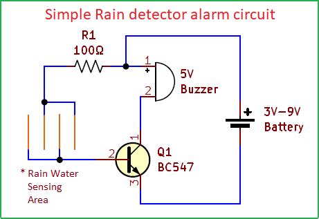 rain alarm circuit using transistor