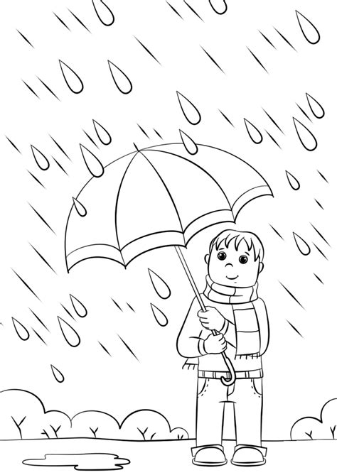 Rain Coloring Page Royalty Free Images Shutterstock Rainy Season Pictures For Colouring - Rainy Season Pictures For Colouring