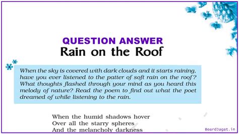 Rain On The Roof Question Answer