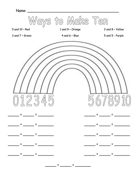 Rainbow Making 10 Worksheet Made With Happy Making 10 Worksheet - Making 10 Worksheet