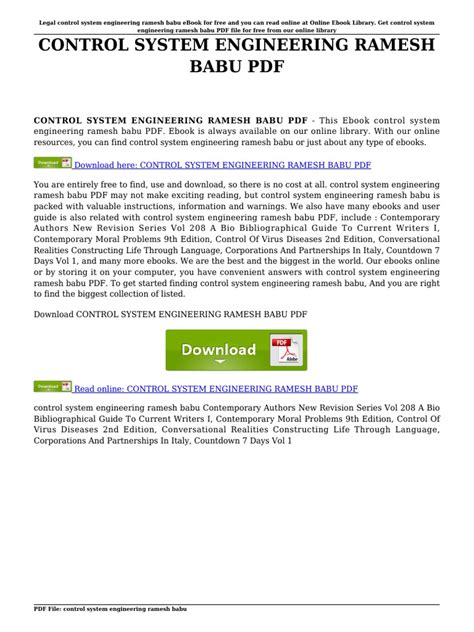 Ramesh Babu Control System