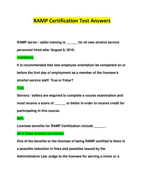 Ramp Certification Pa Ramp Final Exam Answers