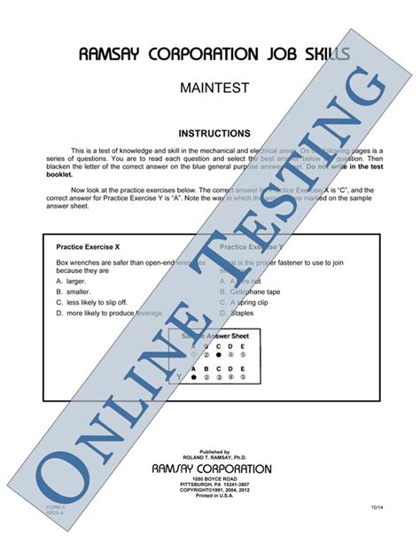 Read Online Ramsay Corporation Test Chemical Operator Study Guide 