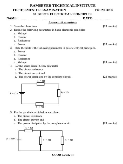 Ramsey Electrical Test Questions