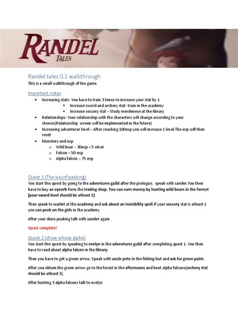 Randel Tales Walkthrough