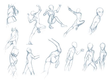 anime dynamic action poses sketch sheet, trending on
