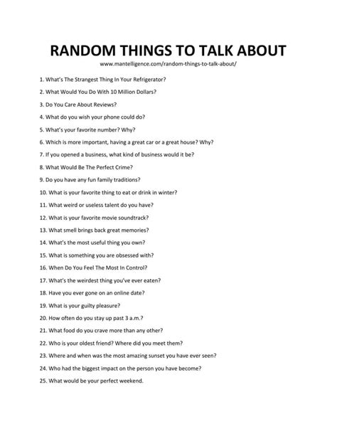 Random Things To Talk About