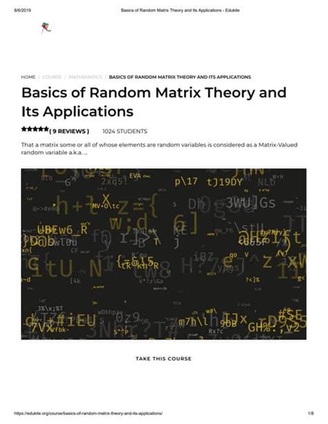 Read Online Random Matrix Theory Eecs 