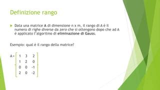 Rango Della Matrice
