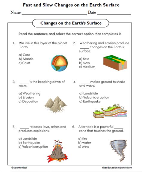 Rapid Changes To Earths Surface Worksheet   Surface Change Quiz Worksheet Teacher Resources And - Rapid Changes To Earths Surface Worksheet
