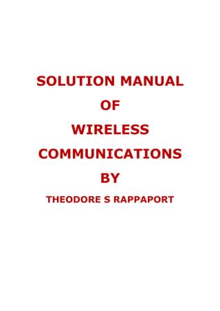 Read Rappaport Wireless Communication Solution Manual 