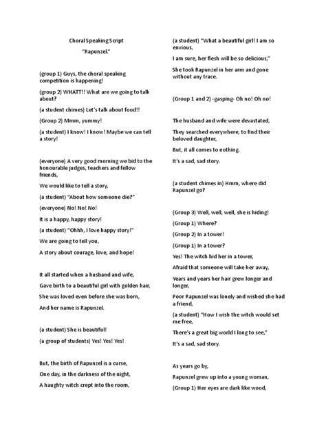 rapunzel susan hill script