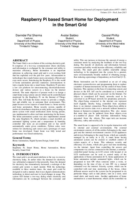 Read Online Raspberry Pi Based Smart Home For Deployment In The Smart Grid 