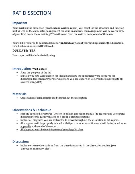 Rat Dissection Lab Report