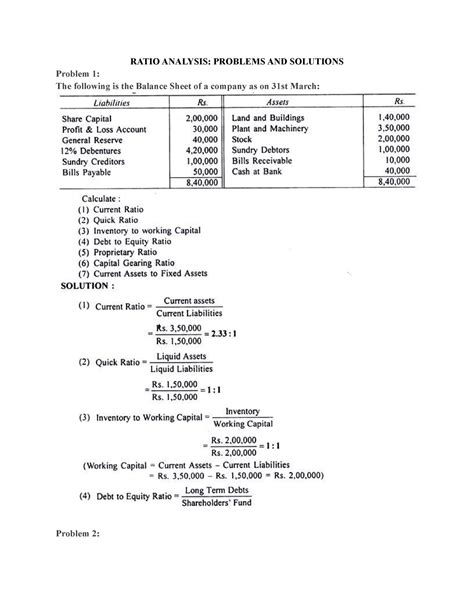 Ratio Analysis Problems And Solutions