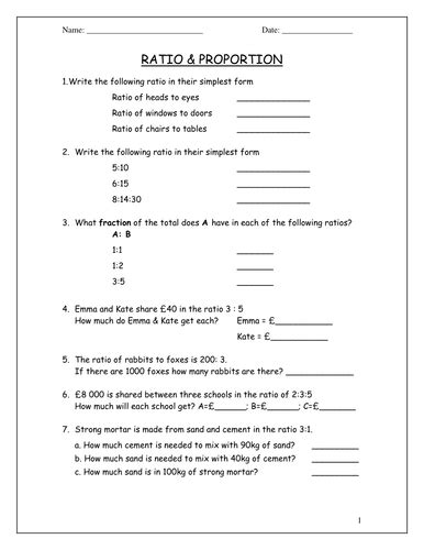 Ratio And Proportion Worksheets 7th Grade Online Printable Proportions Worksheet For 7th Grade - Proportions Worksheet For 7th Grade